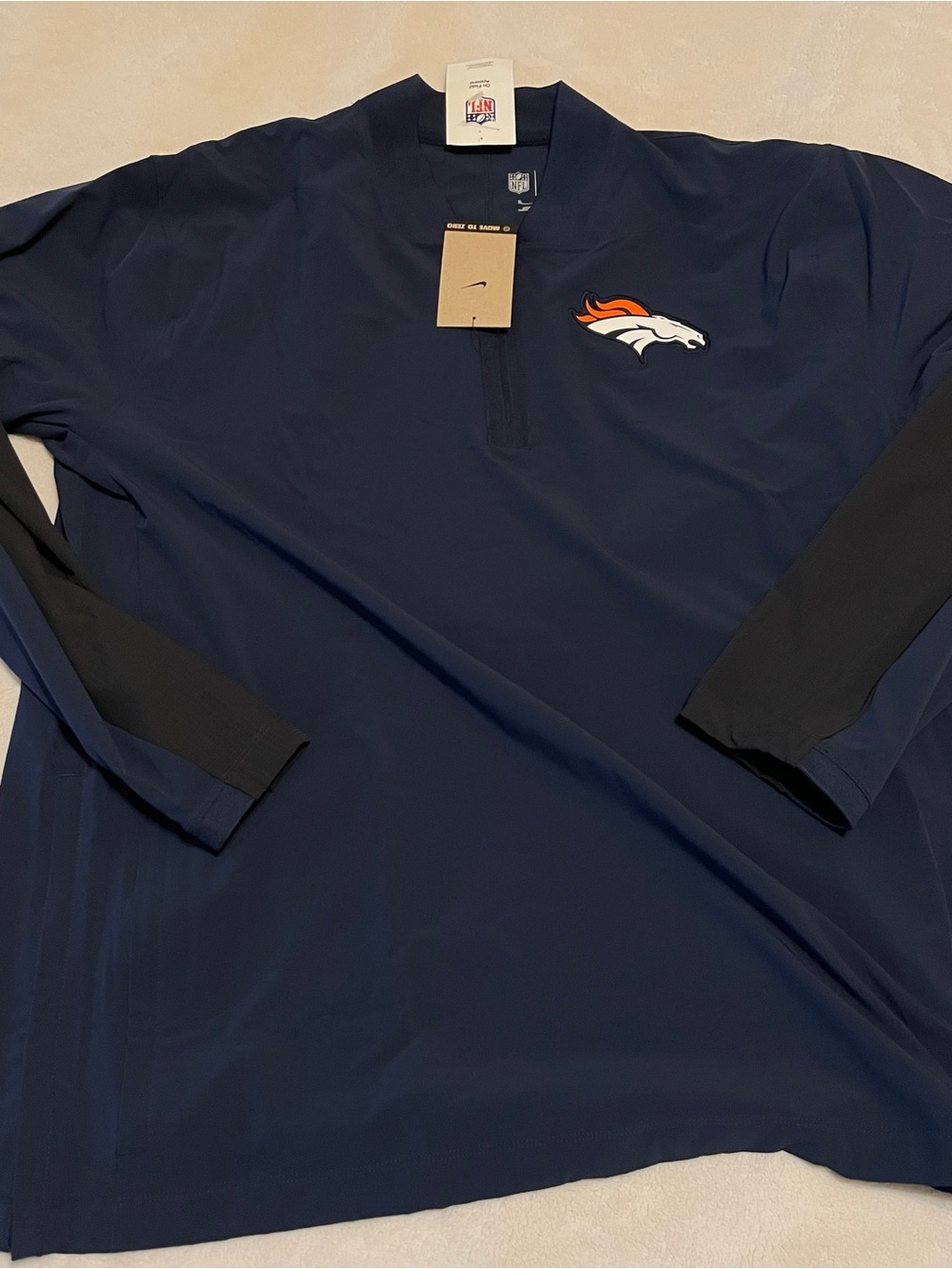 NWT NFL Denver Broncos Nike Sideline Dri-FIT Half-Zip Pullover - Navy Sz XL